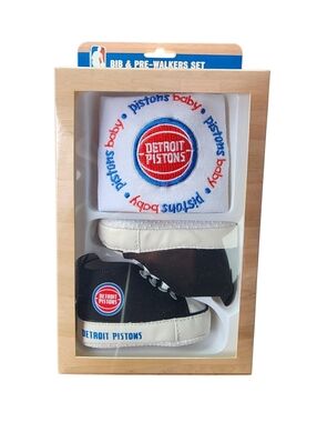 Detroit Pistons 2 Piece Baby Gift Set Team Bib Pre-Walkers Unisex Cotton NWT